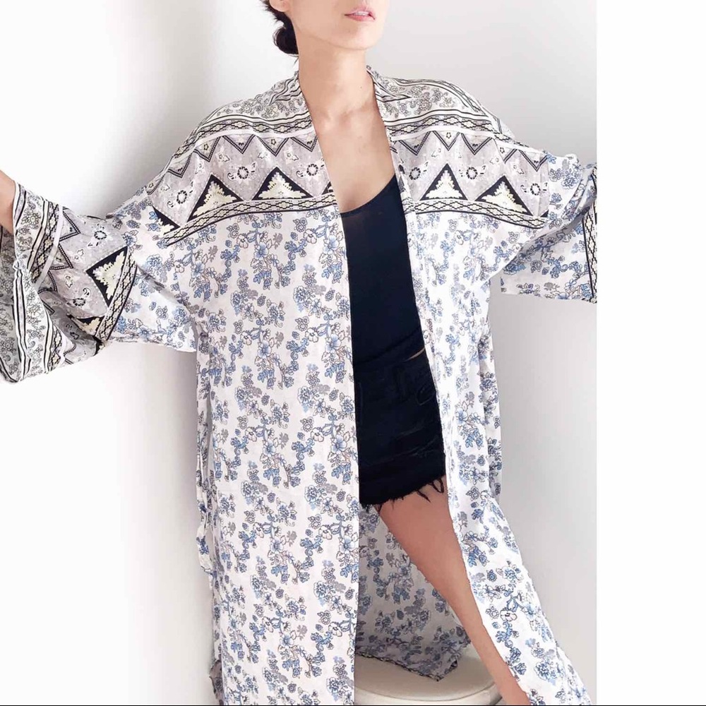 DREAMY LONG KIMONO DUSTER - FLORAL AZTEC - Picture 4 of 9